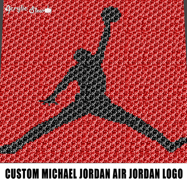 Custom Michael Jordan Logo Air Jordan Mascot Logo crochet graphgan blanket pattern; graphgan pattern, c2c; single crochet; cross stitch; graph; pdf download; instant download