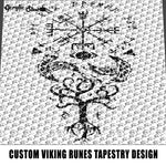Custom Viking Symbols and Runes Typography and Monochromatic Art Design crochet graphgan blanket pattern; graphgan pattern, c2c; single crochet; cross stitch; graph; pdf download; instant download