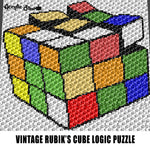 Vintage Rubiks Cube Logic Puzzle 3D crochet graphgan blanket pattern; graphgan pattern, c2c; single crochet; cross stitch; graph; pdf download; instant download