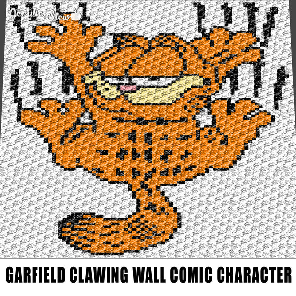 Garfield Clawing the Wall Nickelodeon Cartoon Movie Character crochet graphgan blanket pattern; graphgan pattern, c2c, single crochet; cross stitch; graph; pdf download; instant download