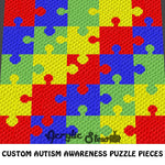Custom Order Autism Awareness Puzzle Pieces crochet blanket pattern; c2c, cross stitch graph; pdf download; instant download