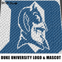 Duke University Letter D and Mascot Face Durham North Carolina College Logo crochet graphgan blanket pattern; c2c; cross stitch; graph; pdf download; instant download