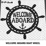 Welcome Aboard Boat Wheel Anchor Nautical Quote Typography crochet graphgan blanket pattern; c2c, cross stitch graph; graph; pdf download; instant download
