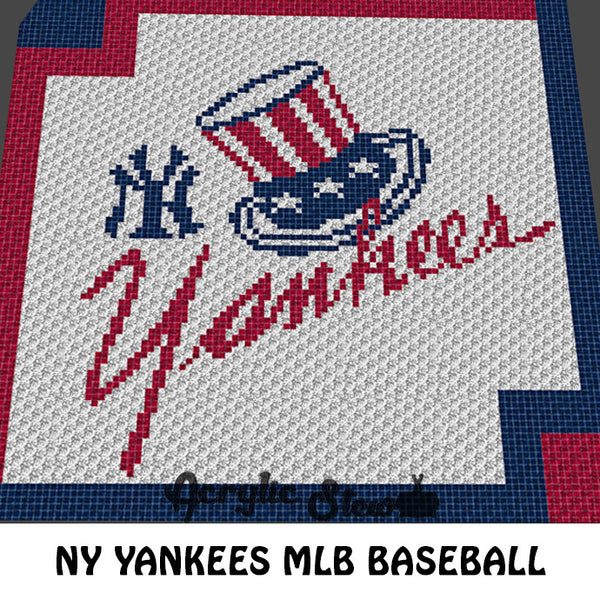 New York Yankees MLB crochet blanket pattern; c2c, cross stitch graph; instant download