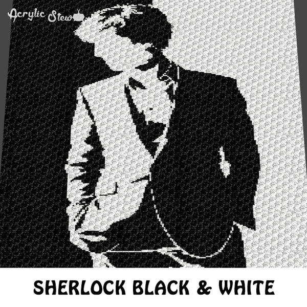 Sherlock TV Show Benedict Cumberbatch Alpha Art crochet blanket pattern; c2c, cross stitch; graph; pdf download; instant download