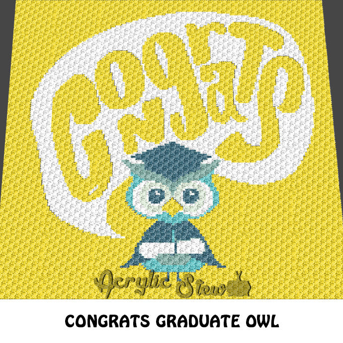 Congrats Owl Graduate crochet blanket pattern; c2c, cross stitch
