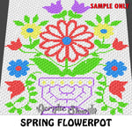 Spring Flowerpot Floral crochet blanket pattern; c2c, cross stitch graph; instant download