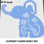 Elephant Flower Burst Art crochet graphgan blanket pattern; c2c, cross stitch graph; pdf download; instant download