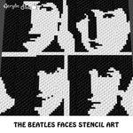 The Beatles Faces Celebrity Musician British Boy Band Stencil Art Photographs crochet graphgan blanket pattern; c2c, cross stitch graph; pdf download; instant download