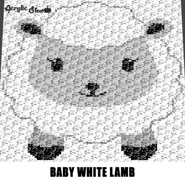 Baby White Lamb Farm Animals Sheep crochet graphgan blanket pattern; c2c, cross stitch; graph; pdf download; instant download