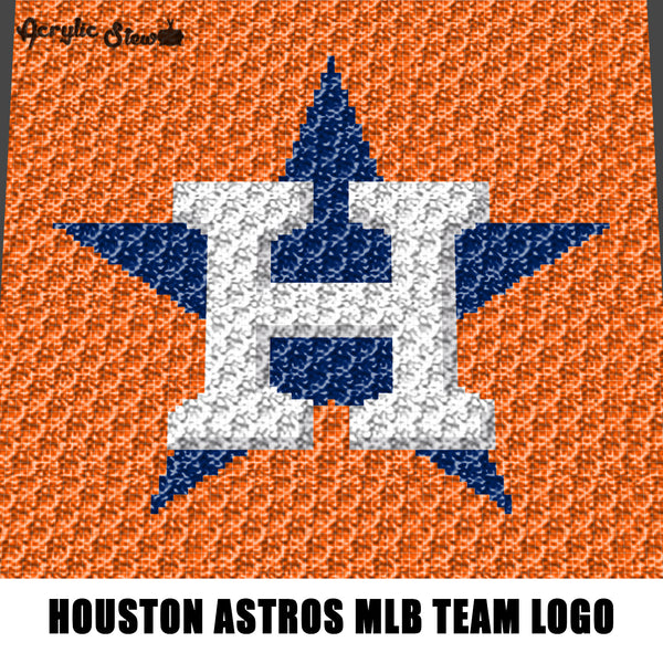 Houston Astros MLB Baseball Team Logo Minimalist crochet graphgan blanket pattern; c2c, cross stitch; graph chart; pdf download; instant download