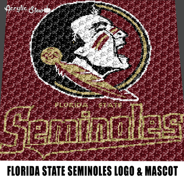 Florida State Seminoles Logo and Mascot College crochet graphgan blanket pattern; graphgan pattern, c2c; single crochet; cross stitch; graph; pdf download; instant download