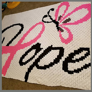 Breast Cancer Hope Butterfly C2C Crochet Graphgan