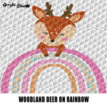 Baby Woodland Deer With Rainbow Baby Layette Nursery Baby Shower crochet graphgan blanket pattern; c2c; single crochet; cross stitch; graph; pdf download; instant download