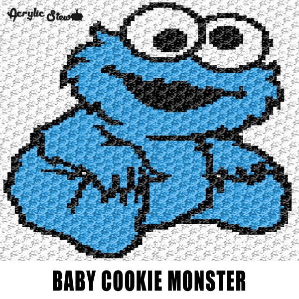 Baby Cookie Monster Sesame Street Baby Layette Nursery Baby Shower crochet graphgan blanket pattern; c2c; single crochet; cross stitch; graph; pdf download; instant download