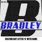 Custom Personalized Letter 'B' and Custom Name for Boy crochet graphgan blanket pattern; graphgan pattern, c2c, single crochet; cross stitch; graph; pdf