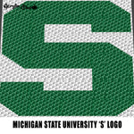 Michigan State Spartans College Letter Logo S crochet graphgan blanket pattern; graphgan pattern, c2c; single crochet; cross stitch; graph; pdf download; instant download