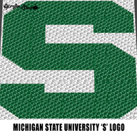 Michigan State Spartans College Letter Logo S crochet graphgan blanket pattern; graphgan pattern, c2c; single crochet; cross stitch; graph; pdf download; instant download