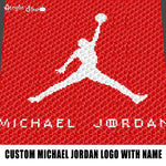 Custom Bi-Color Michael Jordan Logo with Name Typography crochet graphgan blanket pattern; graphgan pattern, c2c; single crochet; cross stitch; graph; pdf download; instant download