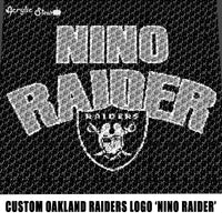 Custom Nino Raider Typography With Oakland Raiders NFL Logo and Word Logo California Professional Football Team Design crochet graphgan blanket pattern; graphgan pattern, c2c; single crochet; cross stitch; graph; pdf download; instant download