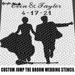 Custom Jump the Broom Wedding Stencil Personalized with Names and Date Anniversary Nuptials crochet graphgan blanket pattern; graphgan pattern, c2c; single crochet; cross stitch; graph; pdf download; instant download