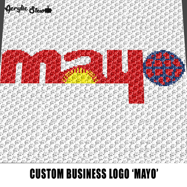 Custom Mayo Business Logo crochet graphgan blanket pattern; graphgan pattern, c2c; single crochet; cross stitch; graph; pdf download; instant download
