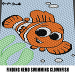 Finding Nemo Clownfish Underwater Seaweed Bubbles Pixar Cartoon Movie Character crochet graphgan blanket pattern; graphgan pattern, c2c; single crochet; cross stitch; graph; pdf download; instant download