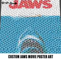 Custom Jaws Movie Poster Killer Shark Cinema Logo and Art crochet graphgan blanket pattern; graphgan pattern, c2c; single crochet; cross stitch; graph; pdf download; instant download