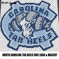 North Carolina Tar Heels College Team University of North Carolina at Chapel Hill Logo and Mascot Design crochet graphgan blanket pattern; graphgan pattern, c2c; single crochet; cross stitch; graph; pdf download; instant download