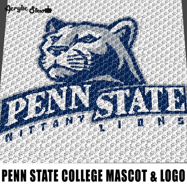 Penn State Collegiate Nittany Lions Logo And Mascot Pennsylvania College crochet graphgan blanket pattern; graphgan pattern, c2c; single crochet; cross stitch; graph; pdf download; instant download