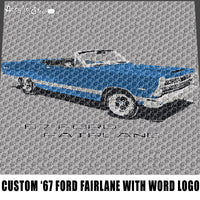 Custom 1967 Ford Fairlane With Vintage Ford Word Logo and Lettering crochet graphgan blanket pattern; graphgan pattern, c2c; single crochet; cross stitch; graph; pdf download; instant download