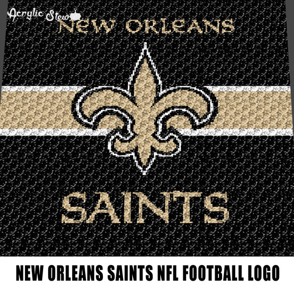 New Orleans Saints NFL Football Logo Art crochet graphgan blanket pattern; c2c; single crochet; cross stitch; graph; pdf download; instant download