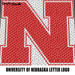 University of Nebraska Huskers College Letter Logo N crochet graphgan blanket pattern; graphgan pattern, c2c; single crochet; cross stitch; graph; pdf download; instant download