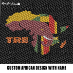 Custom African Design Elephant Africa Continent with Name 'Tre' Art crochet graphgan blanket pattern; graphgan pattern, c2c; single crochet; cross stitch; graph; pdf download; instant download