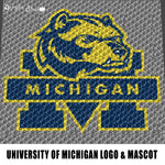 University of Michigan Wolverines College Logo and Mascot crochet graphgan blanket pattern; graphgan pattern, c2c; single crochet; cross stitch; graph; pdf download; instant download