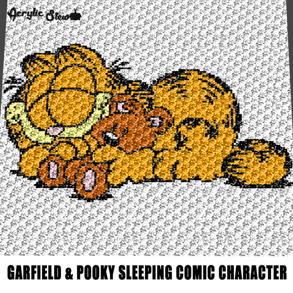 Garfield Asleep With Pooky Nickelodeon Cartoon Movie Character crochet graphgan blanket pattern; graphgan pattern, c2c, single crochet; cross stitch; graph; pdf download; instant download