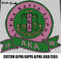 Custom Alpha Kappa Alpha AKA Sorority Logo & Sigil Seal crochet graphgan blanket pattern; graphgan pattern, c2c; single crochet; cross stitch; graph; pdf download; instant download