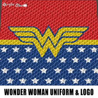 Wonder Woman Uniform and Logo DC Comics Symbol crochet graphgan blanket pattern; graphgan pattern, c2c, single crochet; cross stitch; graph; pdf download; instant download