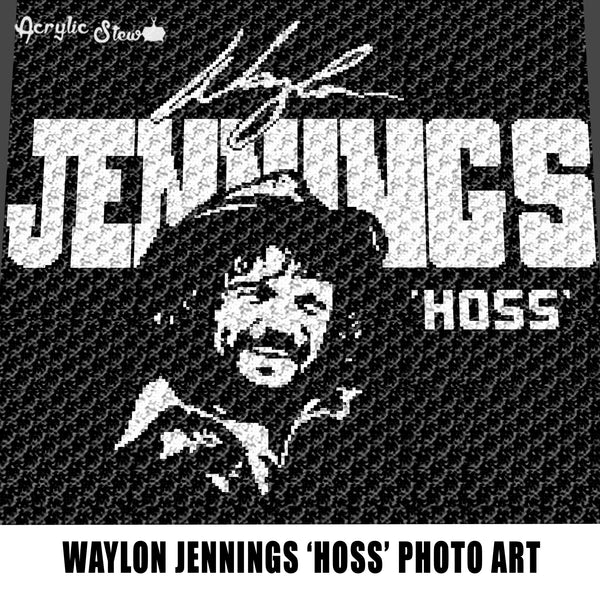Waylon Jennings aka Hoss Country Music Singer Nashville Star Country Western Photograph Art Alpha Art crochet graphgan blanket pattern; graphgan pattern, c2c; single crochet; cross stitch; graph; pdf download; instant download