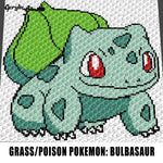 Bulbasaur Grass Poison Pokemon Television Cartoon Pokemon Go Collector Card Art crochet graphgan blanket pattern; c2c; single crochet; cross stitch; graph; pdf download; instant download