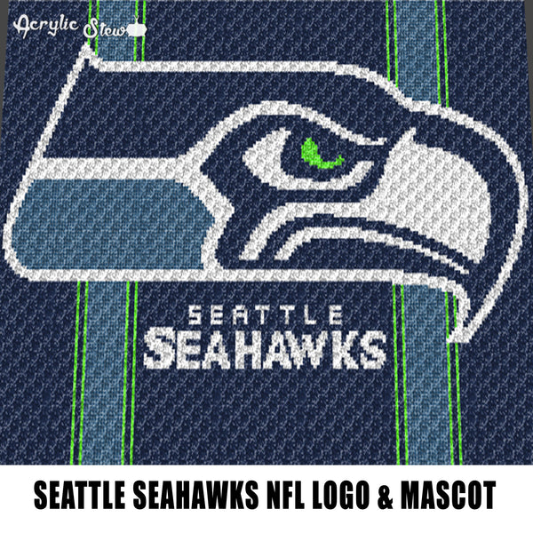 Seattle Seahawks Washington NFL Football Team Logo and Mascot Design crochet graphgan blanket pattern; graphgan pattern, c2c; single crochet; cross stitch; graph; pdf download; instant download