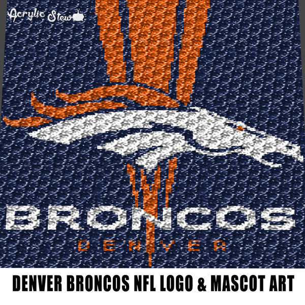 Denver Broncos Colorado NFL Football Team Logo and Mascot Art Design crochet graphgan blanket pattern; graphgan pattern, c2c; single crochet; cross stitch; graph; pdf download; instant download