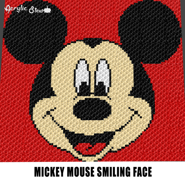 Mickey Mouse Smiling Face Disney Movie and Cartoon Character crochet graphgan blanket pattern; graphgan pattern, c2c; single crochet; cross stitch; graph; pdf download; instant download
