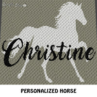 Custom Personalized Full Horse Art with Name crochet blanket pattern; c2c, cross stitch graph; instant download