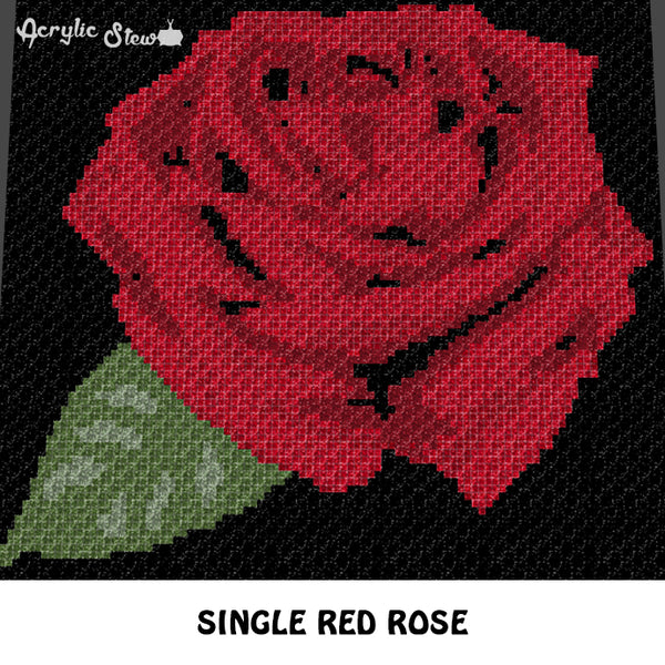 Blooming Rose Floral Nature Single Flower crochet blanket pattern; c2c, cross stitch graph; instant download