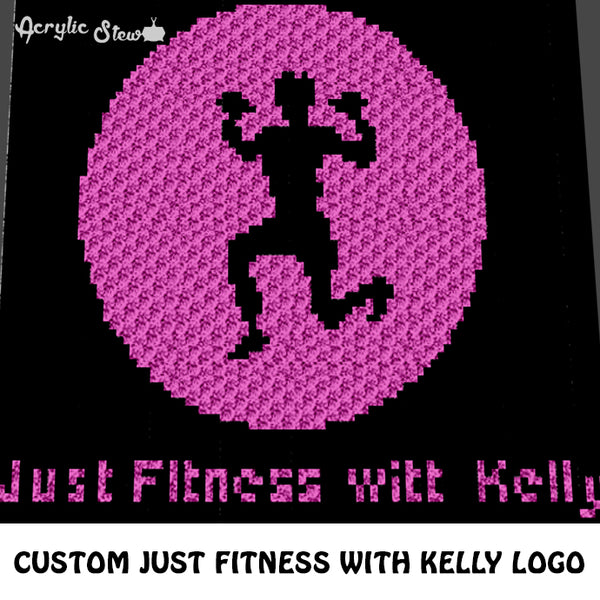 Custom Just Fitness With Kelly Logo crochet graphgan blanket pattern; c2c, cross stitch graph; pdf download; instant download