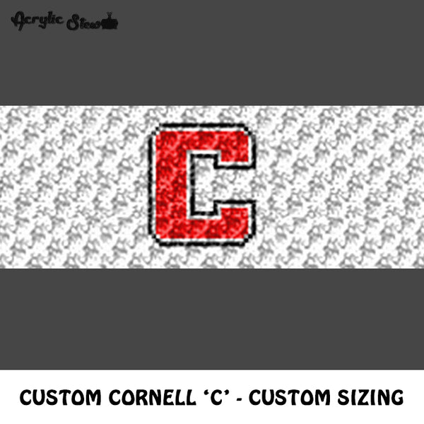 Custom Cornell 'C' Letter Logo With Custom Sizing crochet graphgan blanket pattern; c2c, cross stitch graph; pdf download; instant download