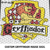 Custom Gryffindor House Sigil Harry Potter Logo crochet graphgan blanket pattern; c2c, cross stitch graph; pdf download; instant download
