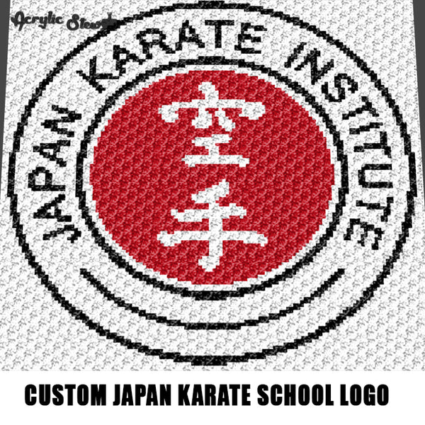 Custom Japan Karate Institute School Logo crochet graphgan blanket pattern; c2c, cross stitch graph; pdf download; instant download