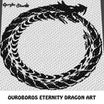 Ouroboros Eternity Tattoo Dragon Art C2C crochet graphgan blanket pattern; afghan; graphgan pattern, cross stitch graph; pdf download; instant download